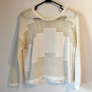 Patrizia Luca White Sheer Geometric Top